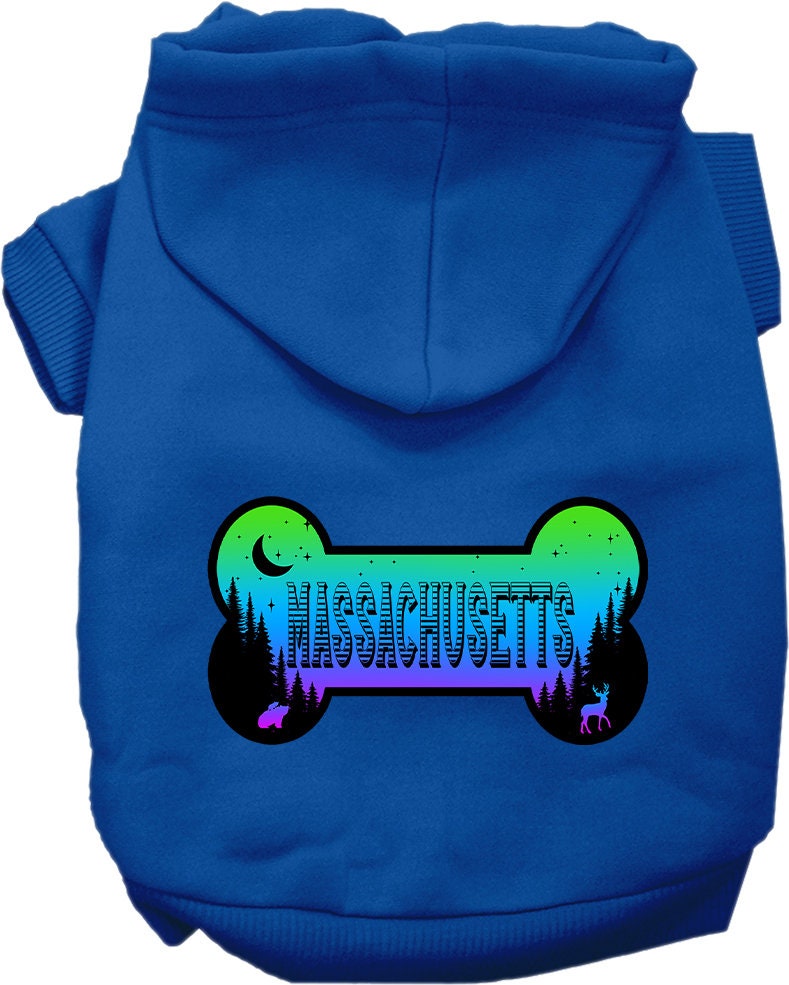Pet Dog & Cat Screen Printed Hoodie for Medium to Large Pets (Sizes 2XL-6XL), "Massachusetts Mountain Shades"