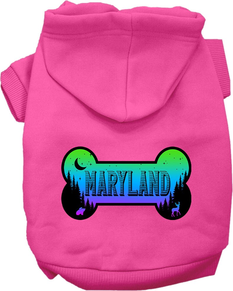 Pet Dog & Cat Screen Printed Hoodie for Medium to Large Pets (Sizes 2XL-6XL), "Maryland Mountain Shades"