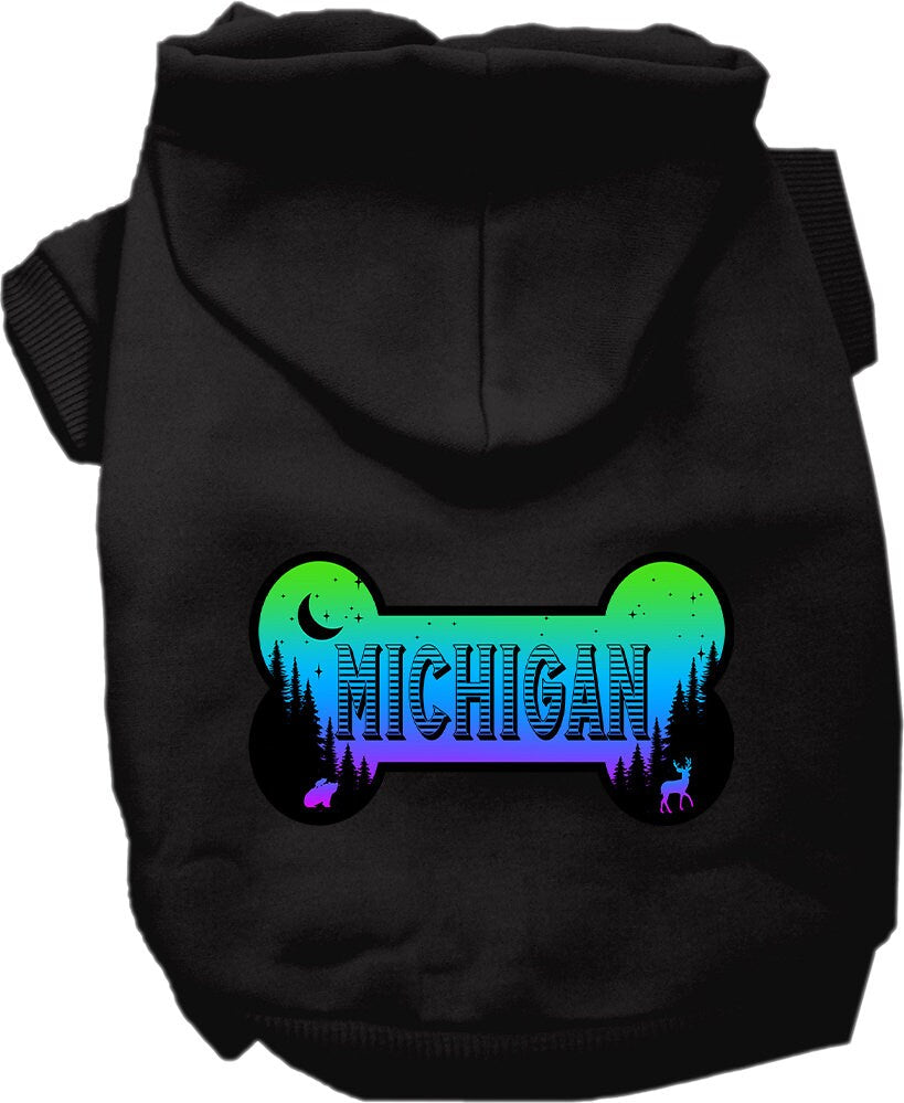 Pet Dog & Cat Screen Printed Hoodie for Medium to Large Pets (Sizes 2XL-6XL), "Michigan Mountain Shades"
