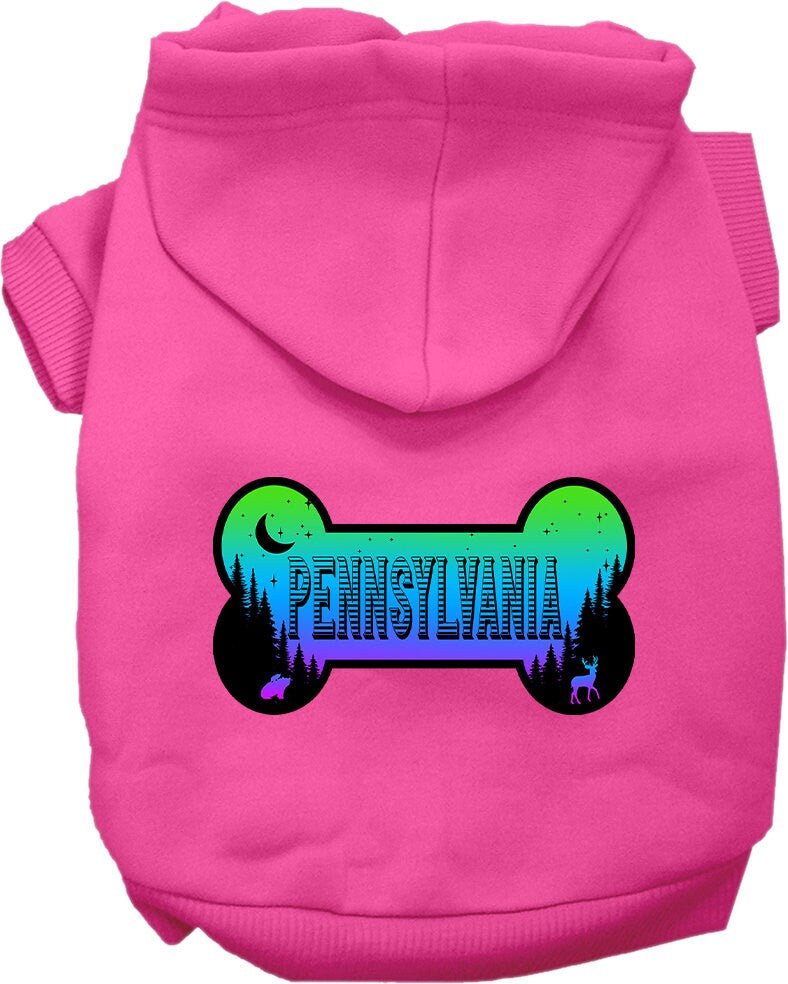 Pet Dog & Cat Screen Printed Hoodie for Small to Medium Pets (Sizes XS-XL), "Pennsylvania Mountain Shades"