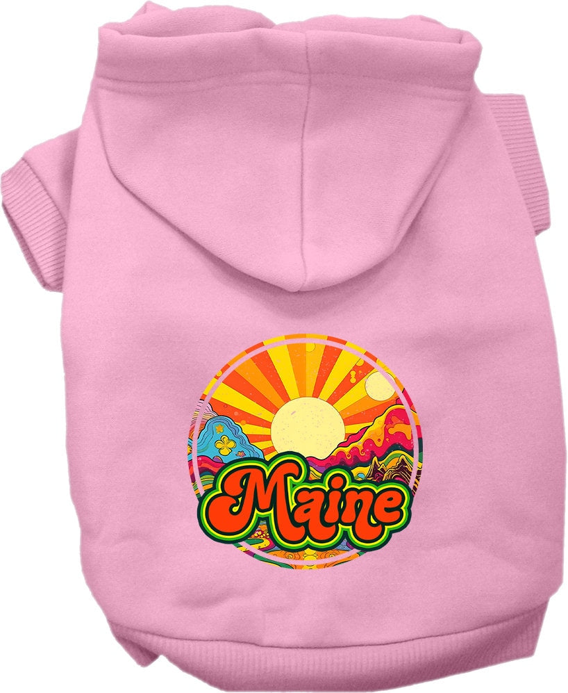 Pet Dog & Cat Screen Printed Hoodie for Small to Medium Pets (Sizes XS-XL), "Maine Mellow Mountain"