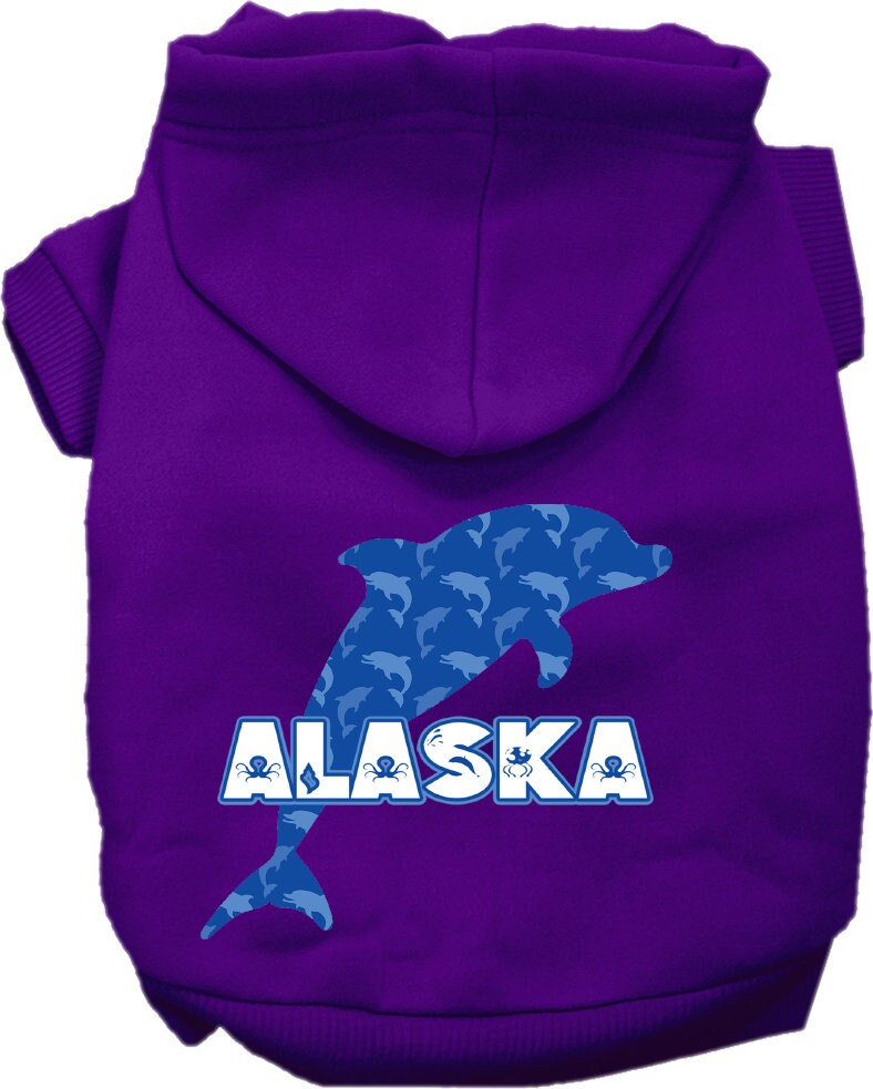 Pet Dog & Cat Screen Printed Hoodie for Small to Medium Pets (Sizes XS-XL), "Alaska Blue Dolphins"