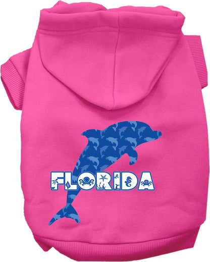 Pet Dog & Cat Screen Printed Hoodie for Small to Medium Pets (Sizes XS-XL), "Florida Blue Dolphins"