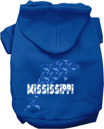 Pet Dog & Cat Screen Printed Hoodie for Medium to Large Pets (Sizes 2XL-6XL), "Mississippi Blue Dolphins"