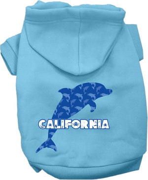 Pet Dog & Cat Screen Printed Hoodie for Small to Medium Pets (Sizes XS-XL), "California Blue Dolphins"