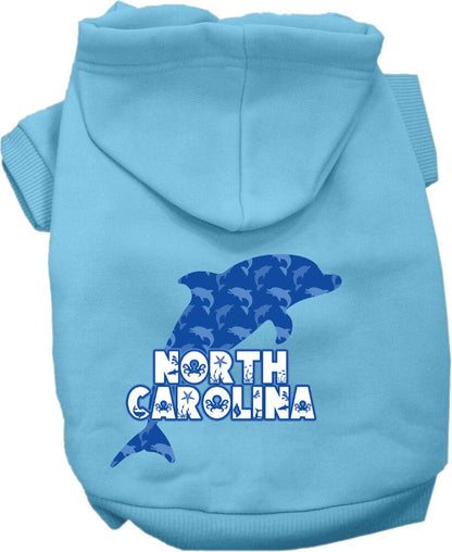 Pet Dog & Cat Screen Printed Hoodie for Medium to Large Pets (Sizes 2XL-6XL), "North Carolina Blue Dolphins"