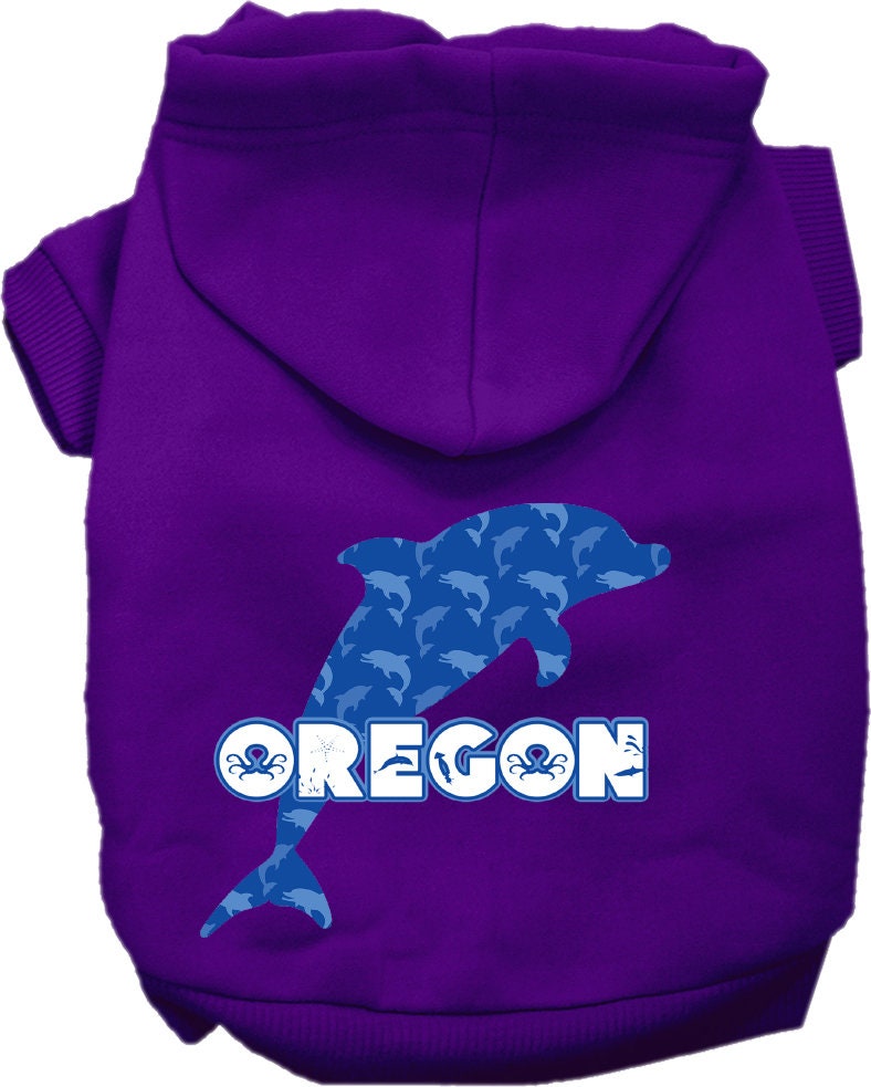 Pet Dog & Cat Screen Printed Hoodie for Medium to Large Pets (Sizes 2XL-6XL), "Oregon Blue Dolphins"