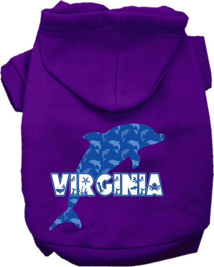 Pet Dog & Cat Screen Printed Hoodie for Medium to Large Pets (Sizes 2XL-6XL), "Virginia Blue Dolphins"