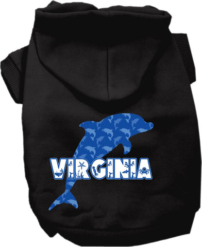 Pet Dog & Cat Screen Printed Hoodie for Medium to Large Pets (Sizes 2XL-6XL), "Virginia Blue Dolphins"