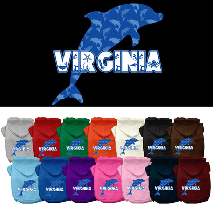 Pet Dog & Cat Screen Printed Hoodie for Medium to Large Pets (Sizes 2XL-6XL), &quot;Virginia Blue Dolphins&quot;