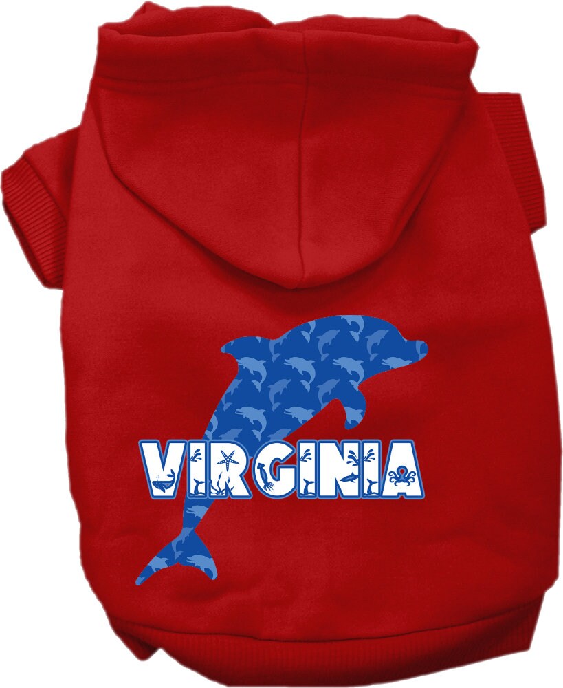 Pet Dog & Cat Screen Printed Hoodie for Small to Medium Pets (Sizes XS-XL), "Virginia Blue Dolphins"