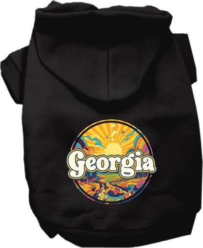 Pet Dog & Cat Screen Printed Hoodie for Small to Medium Pets (Sizes XS-XL), "Georgia Trippy Peaks"