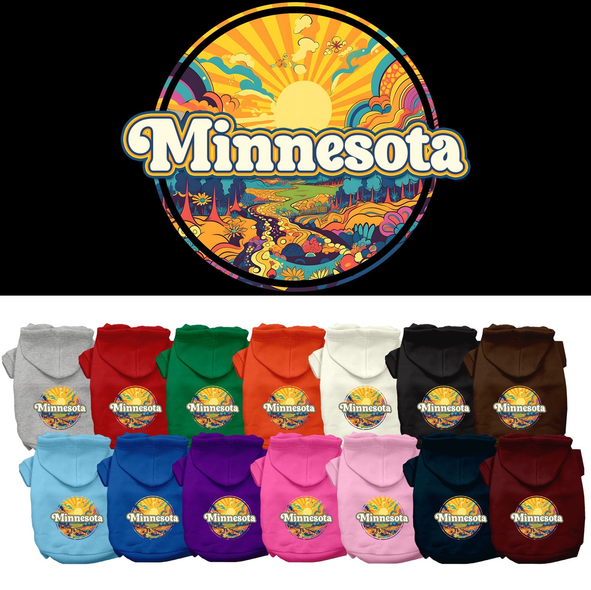 Pet Dog & Cat Screen Printed Hoodie for Small to Medium Pets (Sizes XS-XL), &quot;Minnesota Groovy Summit&quot;