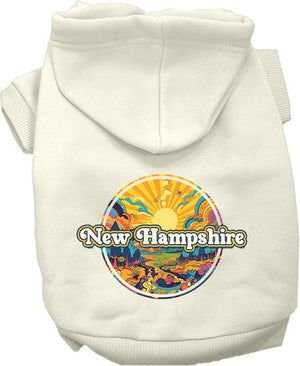 Pet Dog & Cat Screen Printed Hoodie for Small to Medium Pets (Sizes XS-XL), "New Hampshire Trippy Peaks"