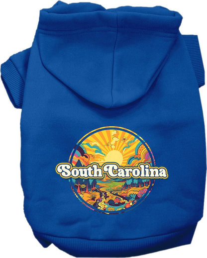 Pet Dog & Cat Screen Printed Hoodie for Small to Medium Pets (Sizes XS-XL), "South Carolina Trippy Peaks"