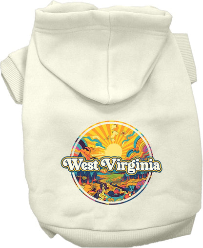 Pet Dog & Cat Screen Printed Hoodie for Small to Medium Pets (Sizes XS-XL), "West Virginia Trippy Peaks"