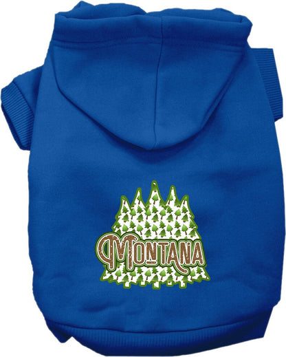 Pet Dog & Cat Screen Printed Hoodie for Medium to Large Pets (Sizes 2XL-6XL), "Montana Woodland Trees"