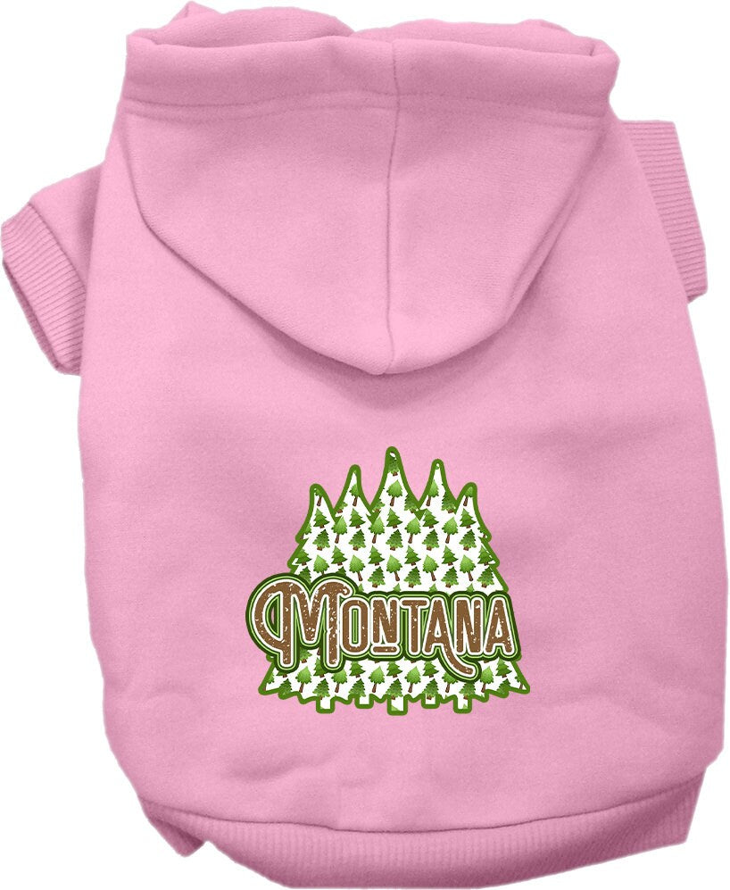 Pet Dog & Cat Screen Printed Hoodie for Medium to Large Pets (Sizes 2XL-6XL), "Montana Woodland Trees"