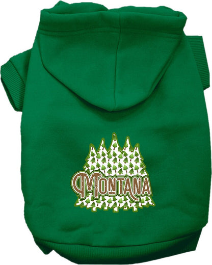 Pet Dog & Cat Screen Printed Hoodie for Small to Medium Pets (Sizes XS-XL), "Montana Woodland Trees"