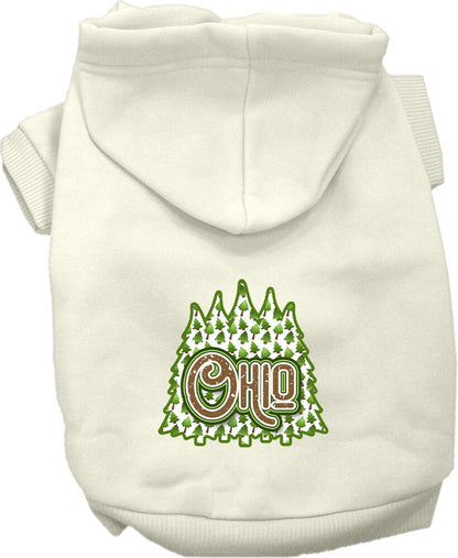 Pet Dog & Cat Screen Printed Hoodie for Small to Medium Pets (Sizes XS-XL), "Ohio Woodland Trees"