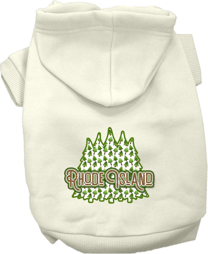 Pet Dog & Cat Screen Printed Hoodie for Small to Medium Pets (Sizes XS-XL), "Rhode Island Woodland Trees"