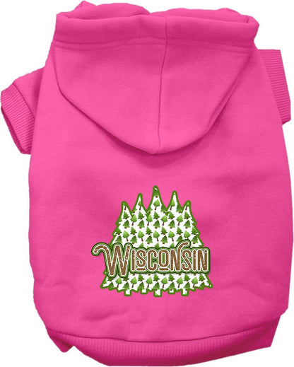 Pet Dog & Cat Screen Printed Hoodie for Small to Medium Pets (Sizes XS-XL), "Wisconsin Woodland Trees"