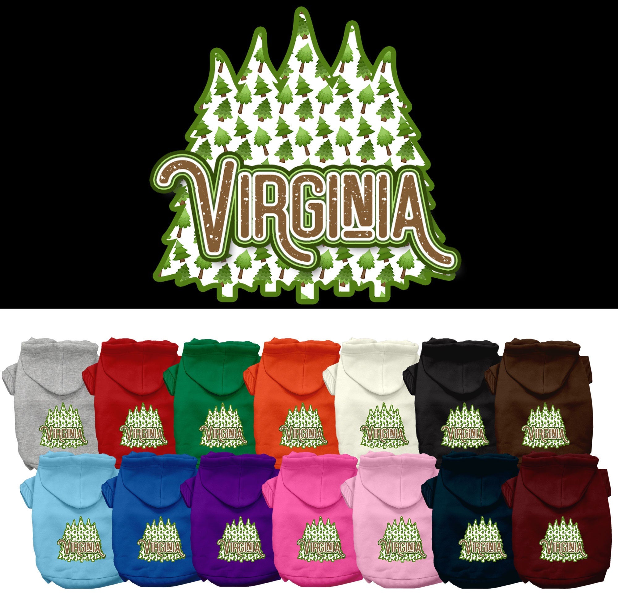 Pet Dog & Cat Screen Printed Hoodie for Small to Medium Pets (Sizes XS-XL), &quot;Virginia Woodland Trees&quot;