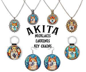 Akita Breed Jewelry - Stained Glass Style Necklaces, Earrings and more!