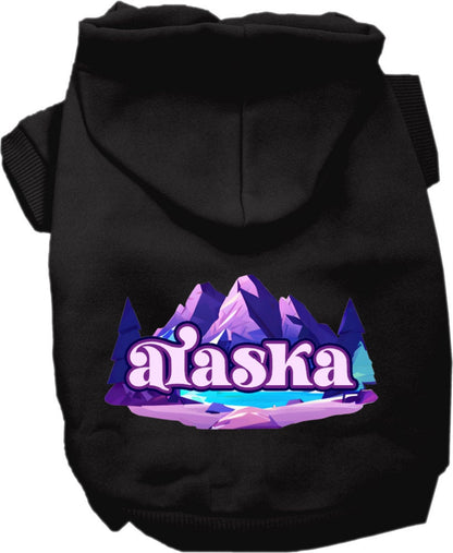 Pet Dog & Cat Screen Printed Hoodie for Medium to Large Pets (Sizes 2XL-6XL), "Alaska Alpine Pawscape"