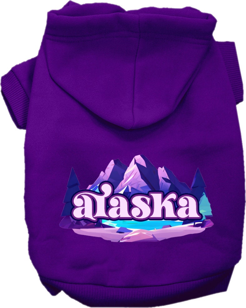 Pet Dog & Cat Screen Printed Hoodie for Small to Medium Pets (Sizes XS-XL), "Alaska Alpine Pawscape"