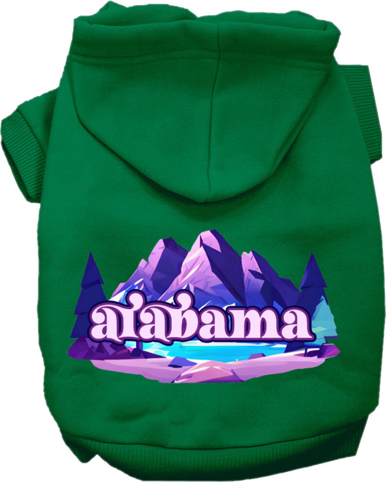 Pet Dog & Cat Screen Printed Hoodie for Medium to Large Pets (Sizes 2XL-6XL), "Alabama Alpine Pawscape"