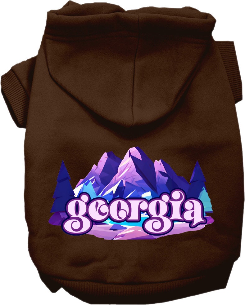 Pet Dog & Cat Screen Printed Hoodie for Small to Medium Pets (Sizes XS-XL), "Georgia Alpine Pawscape"