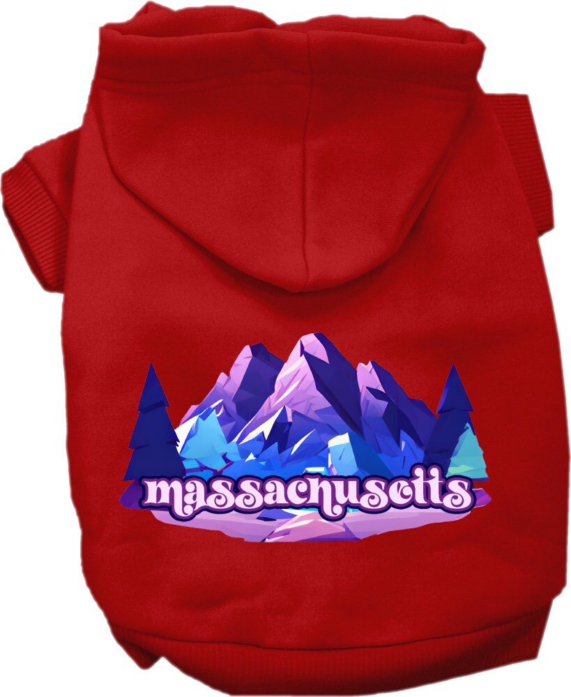 Pet Dog & Cat Screen Printed Hoodie for Small to Medium Pets (Sizes XS-XL), "Massachusetts Alpine Pawscape"