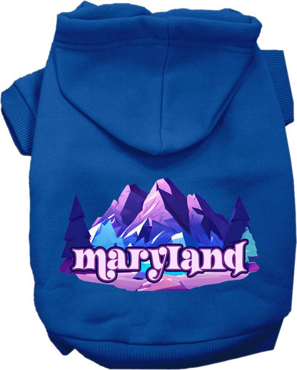 Pet Dog & Cat Screen Printed Hoodie for Small to Medium Pets (Sizes XS-XL), "Maryland Alpine Pawscape"