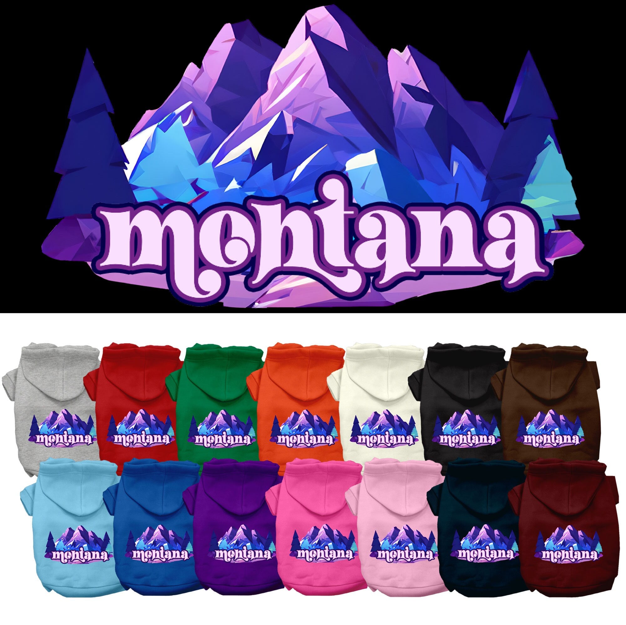 Pet Dog & Cat Screen Printed Hoodie for Small to Medium Pets (Sizes XS-XL), &quot;Montana Alpine Pawscape&quot;