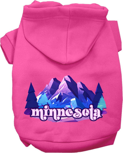 Pet Dog & Cat Screen Printed Hoodie for Small to Medium Pets (Sizes XS-XL), "Minnesota Alpine Pawscape"