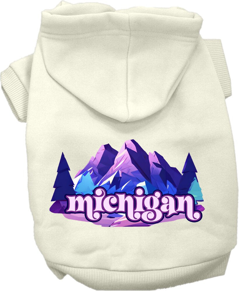 Pet Dog & Cat Screen Printed Hoodie for Medium to Large Pets (Sizes 2XL-6XL), "Michigan Alpine Pawscape"