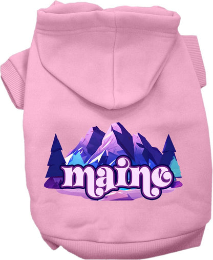 Pet Dog & Cat Screen Printed Hoodie for Medium to Large Pets (Sizes 2XL-6XL), "Maine Alpine Pawscape"