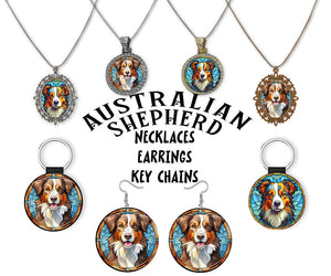Australian Shepherd Breed Jewelry - Stained Glass Style Necklaces, Earrings and more!