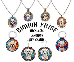Bichon Frise Jewelry - Stained Glass Style Necklaces, Earrings and more!