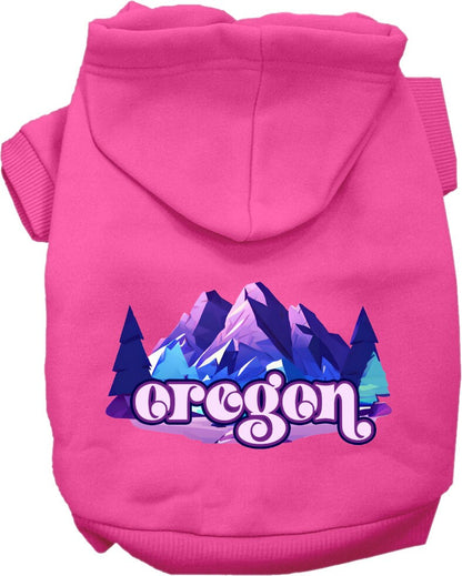 Pet Dog & Cat Screen Printed Hoodie for Medium to Large Pets (Sizes 2XL-6XL), "Oregon Alpine Pawscape"