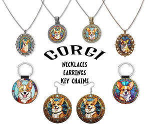 Corgi Jewelry - Stained Glass Style Necklaces, Earrings and more!
