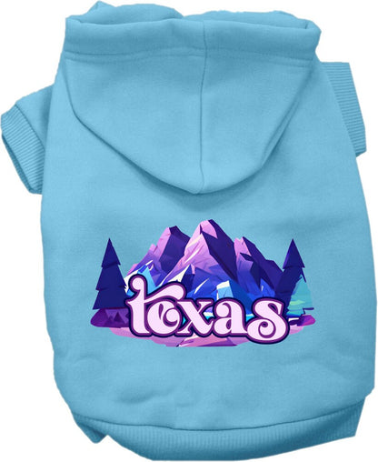 Pet Dog & Cat Screen Printed Hoodie for Small to Medium Pets (Sizes XS-XL), "Texas Alpine Pawscape"