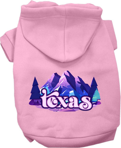 Pet Dog & Cat Screen Printed Hoodie for Small to Medium Pets (Sizes XS-XL), "Texas Alpine Pawscape"