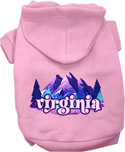 Pet Dog & Cat Screen Printed Hoodie for Medium to Large Pets (Sizes 2XL-6XL), "Virginia Alpine Pawscape"