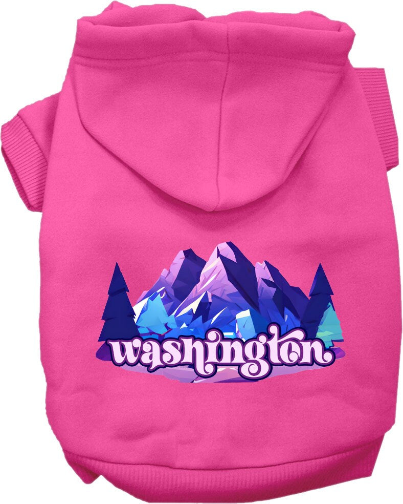 Pet Dog & Cat Screen Printed Hoodie for Small to Medium Pets (Sizes XS-XL), "Washington Alpine Pawscape"