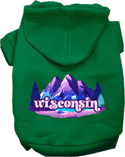 Pet Dog & Cat Screen Printed Hoodie for Small to Medium Pets (Sizes XS-XL), "Wisconsin Alpine Pawscape"