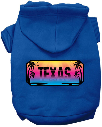 Pet Dog & Cat Screen Printed Hoodie for Medium to Large Pets (Sizes 2XL-6XL), "Texas Beach Shades"