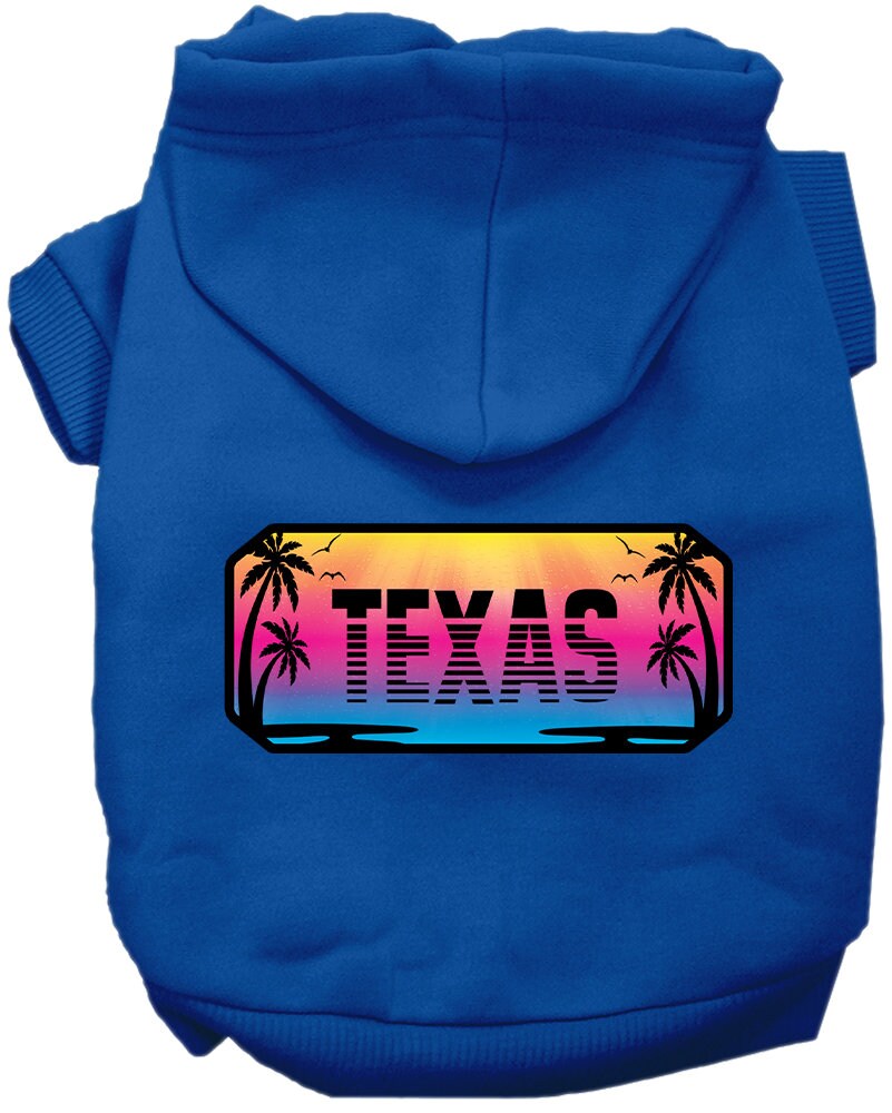 Pet Dog & Cat Screen Printed Hoodie for Medium to Large Pets (Sizes 2XL-6XL), "Texas Beach Shades"