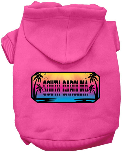 Pet Dog & Cat Screen Printed Hoodie for Medium to Large Pets (Sizes 2XL-6XL), "South Carolina Beach Shades"